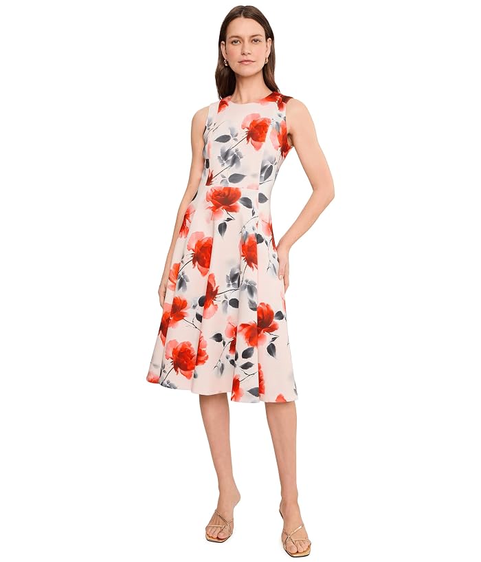 Calvin Klein Sleeveless Scuba Floral A-Line Dress - Image 2