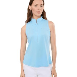 Jamie Sadock Sleeveless Zip Mock Top with Stud Detail