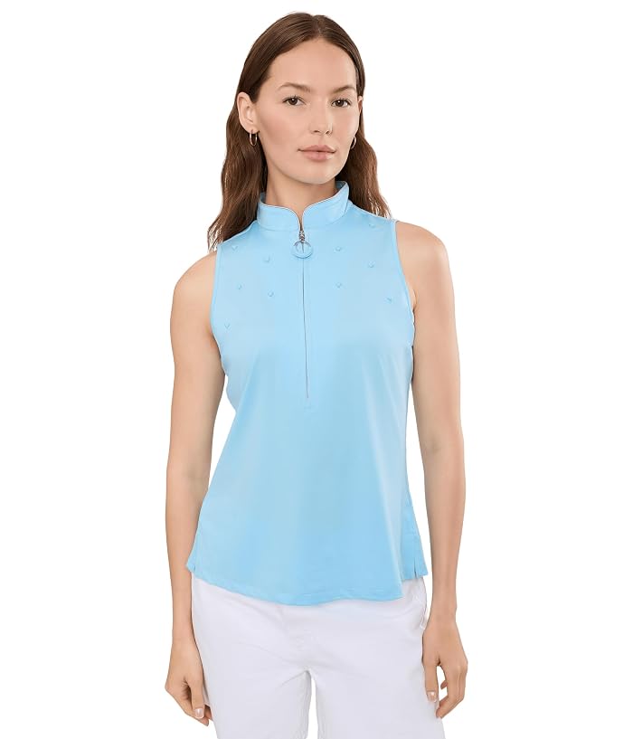 Jamie Sadock Sleeveless Zip Mock Top with Stud Detail