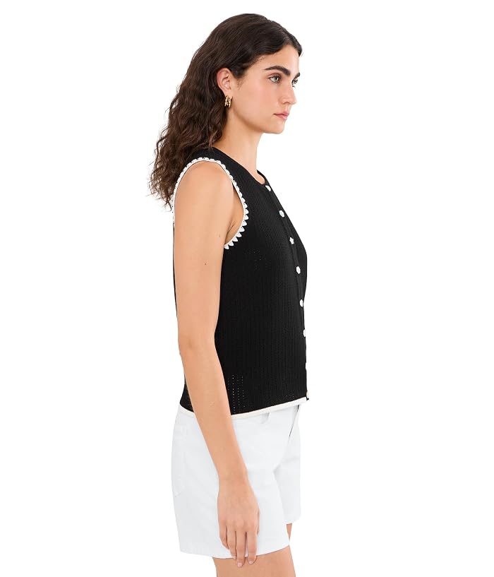 CeCe Pointelle Whipstitch Sleeveless Sweater - Image 3