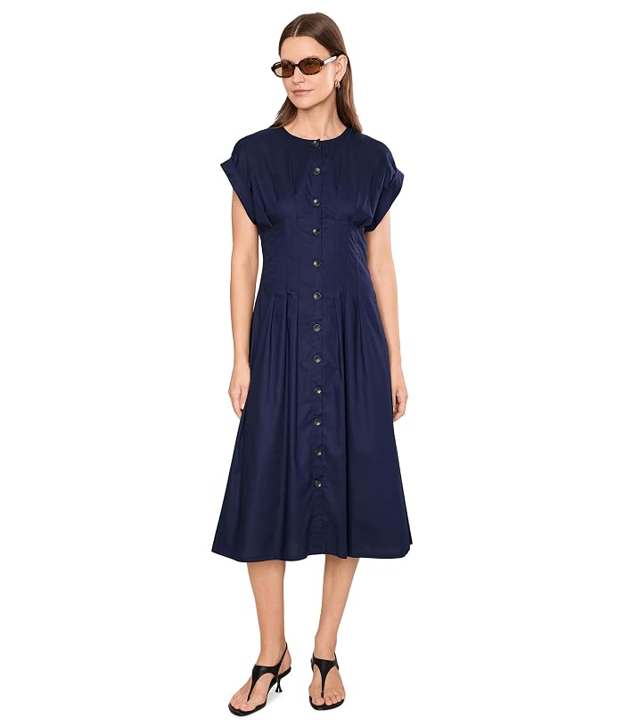 Calvin Klein Cap Sleeve Solid Cotton A-Line Midi - Image 2