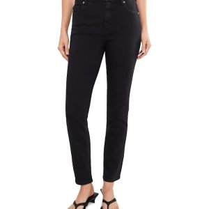 AG Jeans Mari Mid-Rise Slim Straight Pants in Super Black