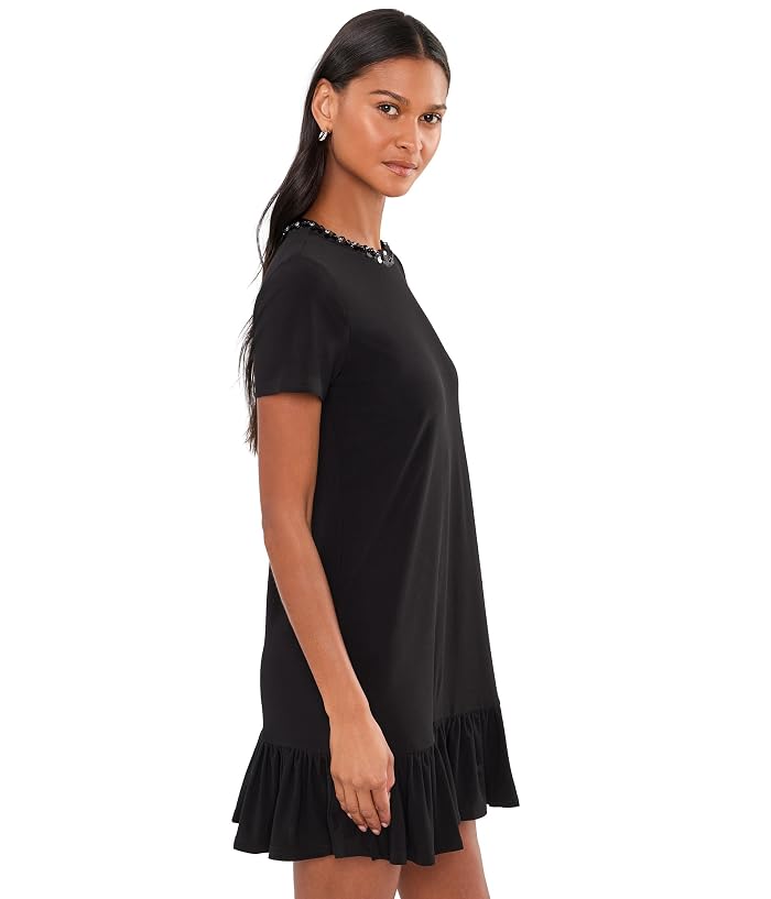 CeCe Short Sleeve Ruffle Hem Mini Dress with Sequin Neck Opening - Image 3