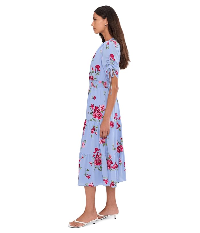 CeCe Ruched Short Sleeve Smocked Waist Tiered Maxi Dress - Image 3