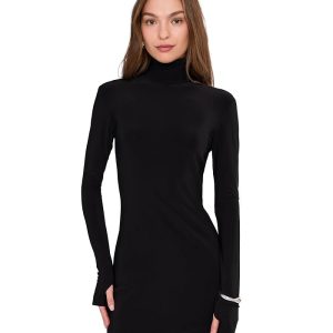 Norma Kamali Long Sleeve Turtleneck Mini Dress