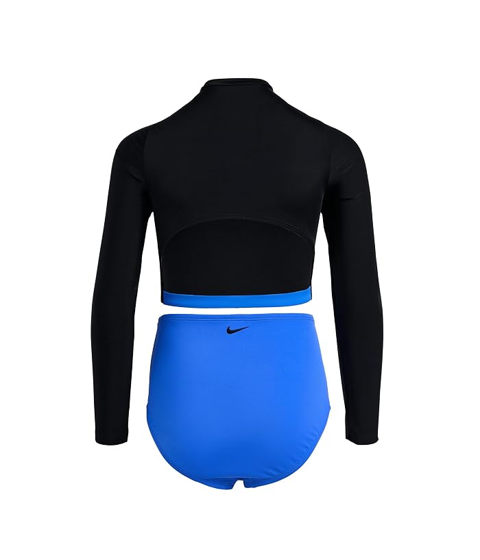 Nike Kids Effortless Essential Color Block Long Sleeve Crop Top & High Waist Set (Big Kid) - Image 2