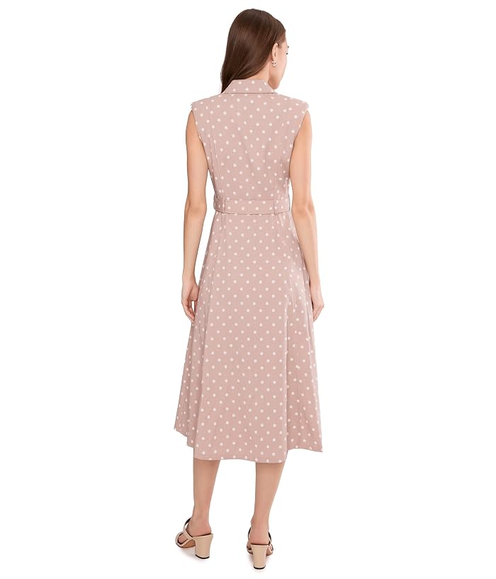 Calvin Klein Sleeveless Linen Polka Dot Jacket Dress - Image 4