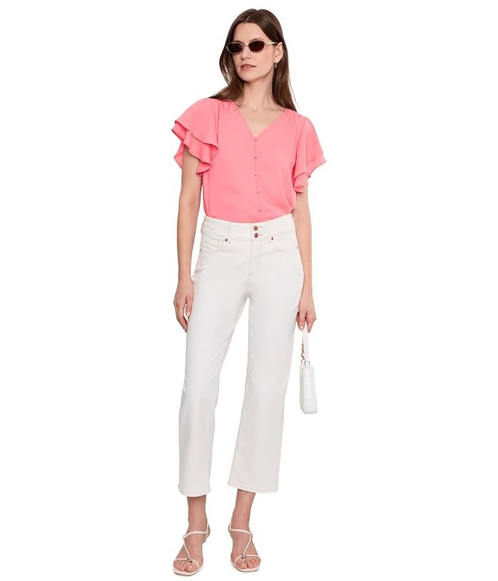 CeCe Double Flutter Sleeve Shirred Shoulder Top - Image 2