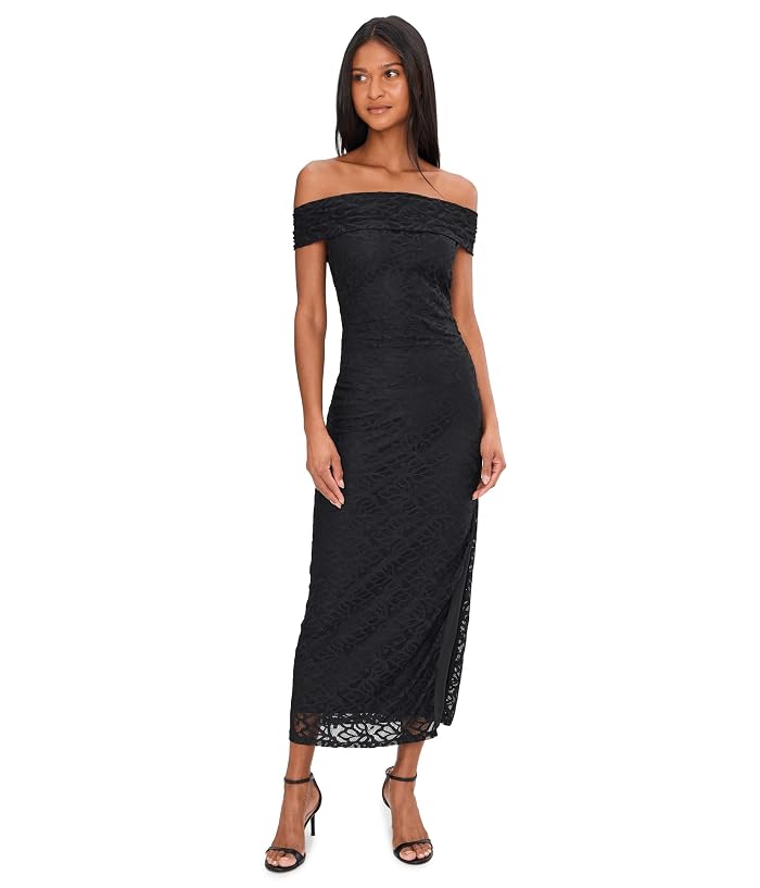 Adrianna Papell Off Shoulder Lace Midi Dress