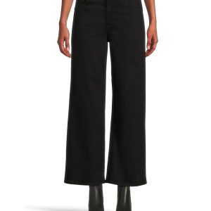 AG Jeans Saige Mid Rise Wide Leg Crop In Super Black