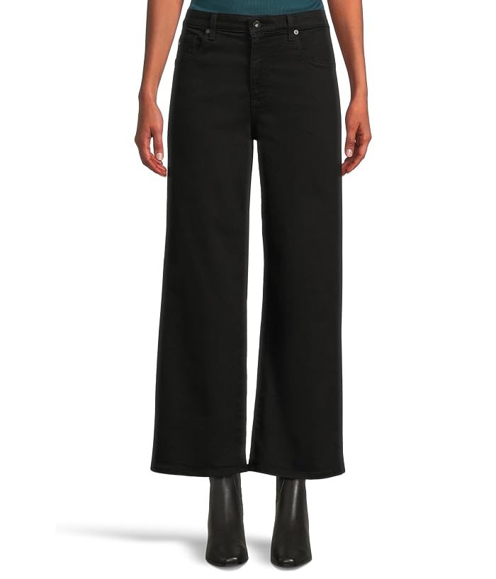 AG Jeans Saige Mid Rise Wide Leg Crop In Super Black