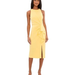 Adrianna Papell Halter Ruffle Midi Dress