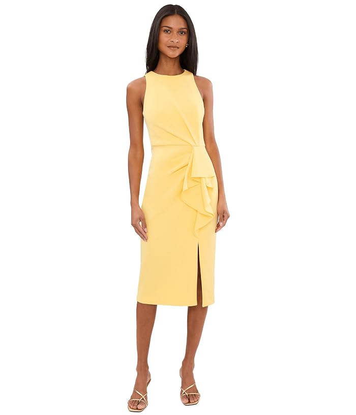 Adrianna Papell Halter Ruffle Midi Dress