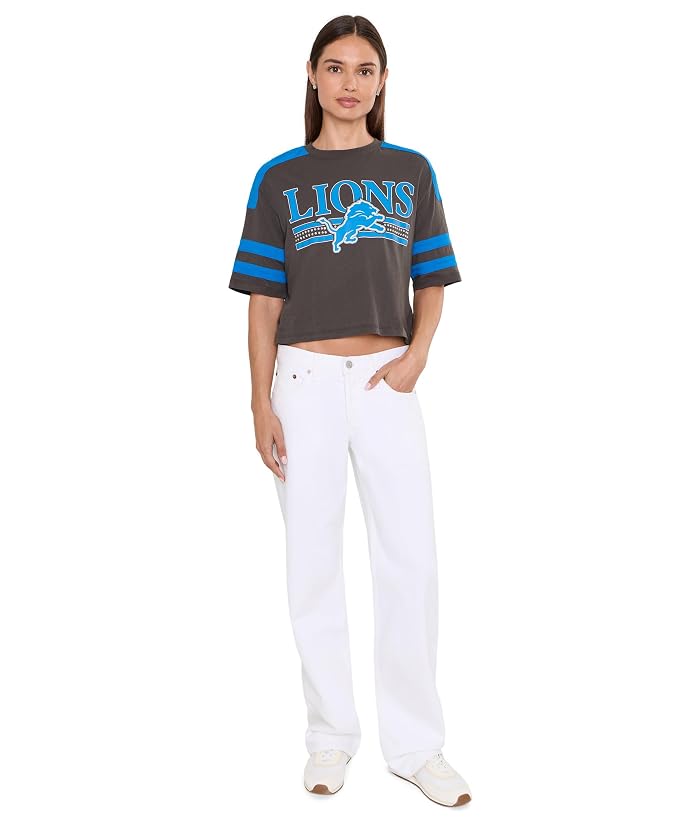 Junk Food Clothing NFL Detroit Lions Bling Striped Crop Tee - Image 2