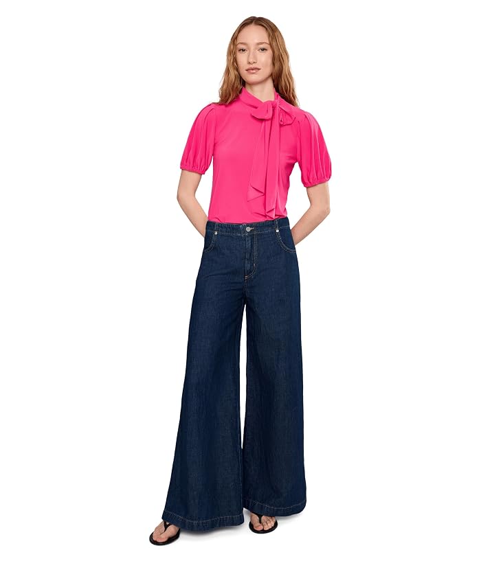 CeCe Short Sleeve Tie Neck Bow Knit Top - Image 2