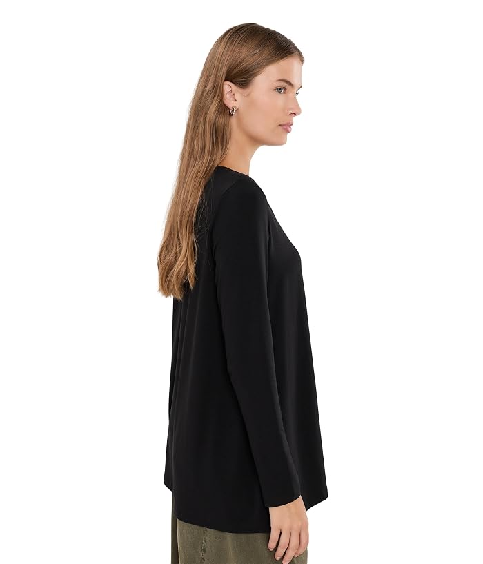 Eileen Fisher Petite Fine Stretch Jersey Knit V-neck Tunic - Image 3
