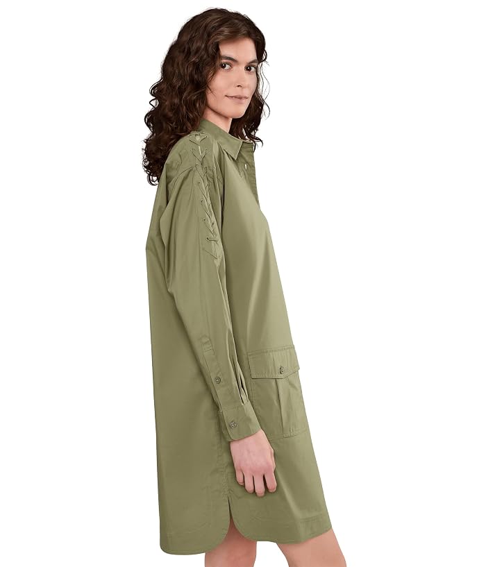 Lauren Ralph Lauren Lace-Up-Trim Cotton-Blend Shirtdress - Image 3
