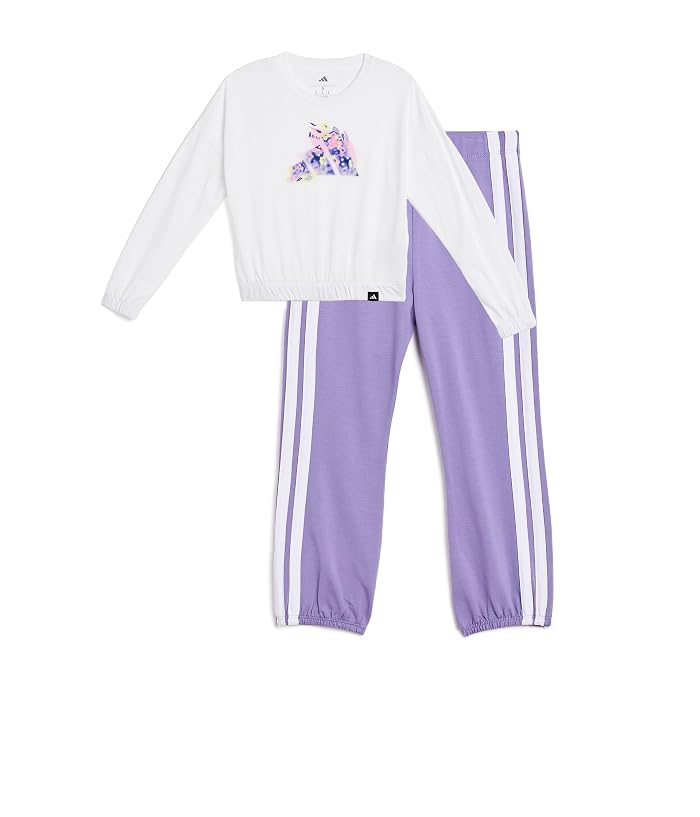 adidas Kids Long Sleeve Tee and Cuff Puff Pant Set (Toddler/Little Kid) - Image 4