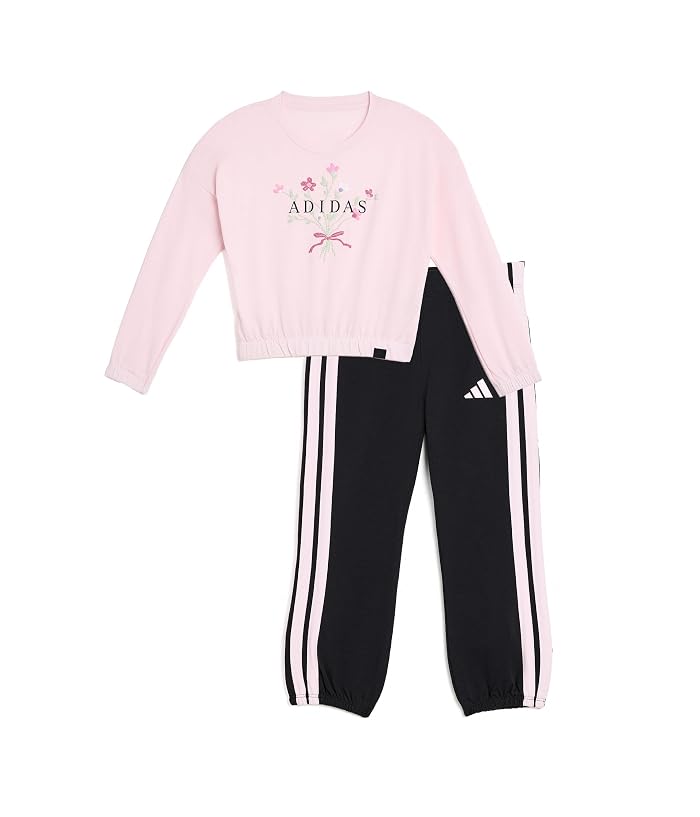 adidas Kids Long Sleeve Tee and Cuff Puff Pant Set (Toddler/Little Kid)