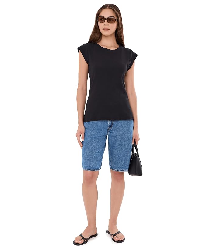 Mod-o-doc Cap Sleeve Open Crew Neck Tee - Image 2