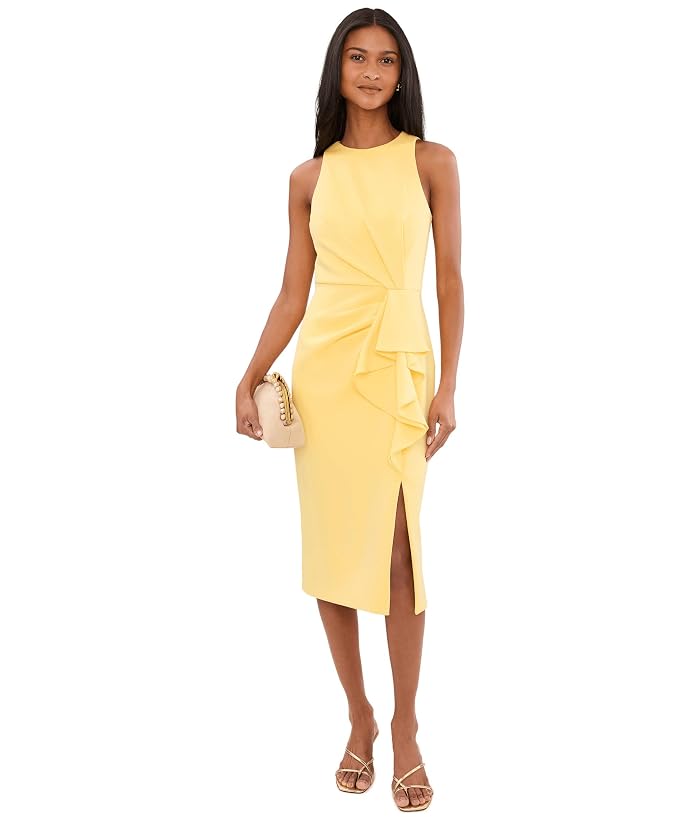 Adrianna Papell Halter Ruffle Midi Dress - Image 2