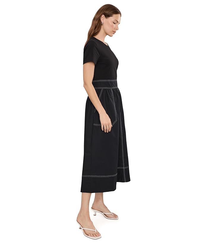 Elliott Lauren In Stitches, Short Sleeve Knit and Woven Combo dress with Contrast Stitching - Image 3