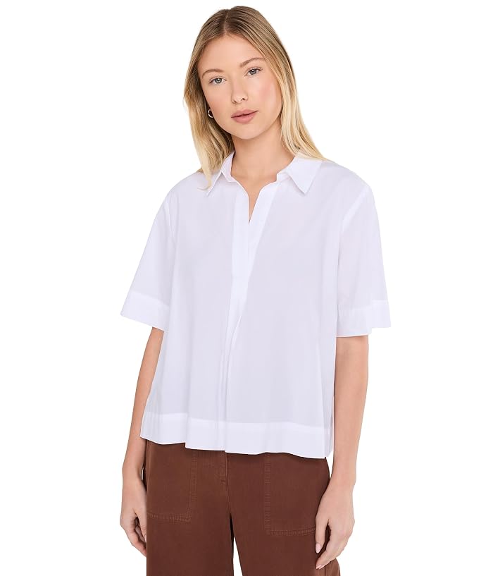 Eileen Fisher Organic Cotton Poplin Classic Collar Top