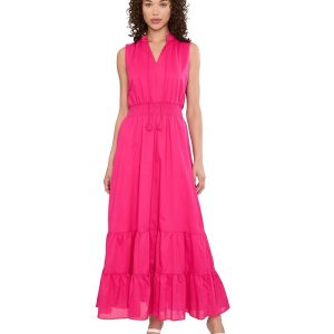 Vince Camuto Tie Neck Smocked Waist Maxi
