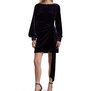 Lauren Ralph Lauren Tie-Front Velvet Cocktail Dress