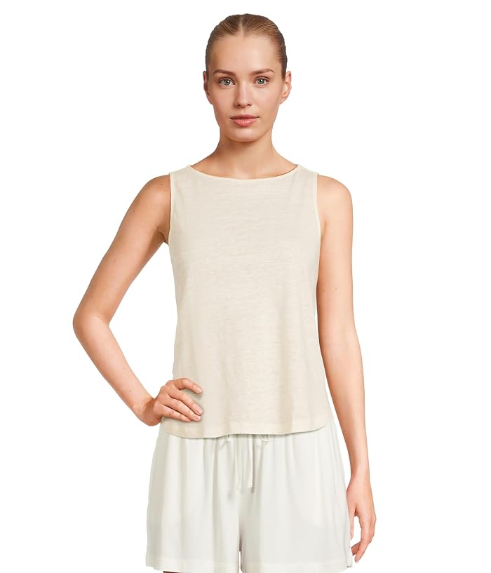 Eberjey Organic Linen Knit Boat Neck Crop Tank - Image 4