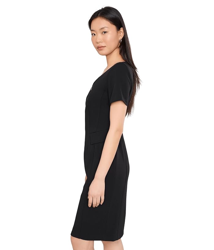 Calvin Klein Short Sleeve Scuba Crepe Zipper Neck Sheath - Image 3