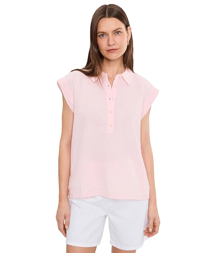 Mod-o-doc Gauze Sleeveless Henley Shirt