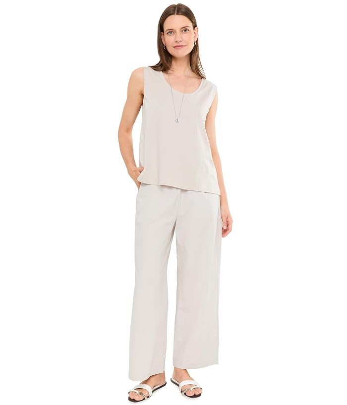 Eileen Fisher Stretch Organic Cotton Poplin Ankle Wide Pant - Image 2