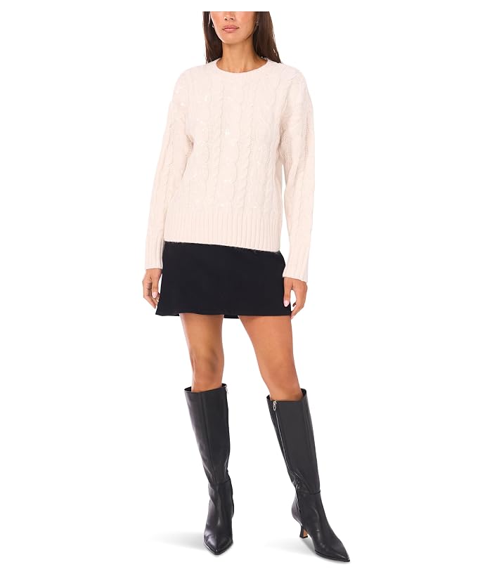 Vince Camuto Sequin Cable Long Sleeve Crew Neck - Image 3