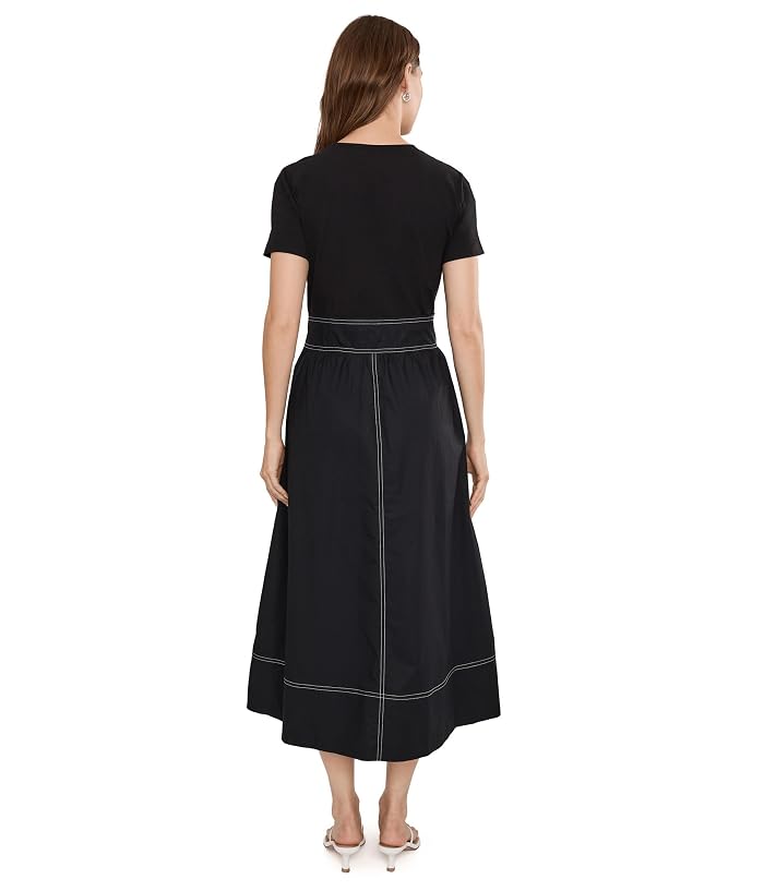 Elliott Lauren In Stitches, Short Sleeve Knit and Woven Combo dress with Contrast Stitching - Image 4