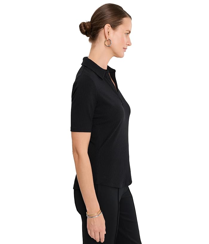 Lauren Ralph Lauren Rib-Knit Elbow-Sleeve Polo Tee - Image 3