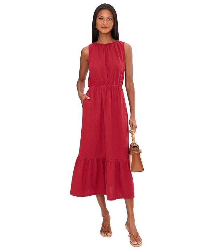 PACT Coastal Double Gauze Tiered Midi Dress - Image 2