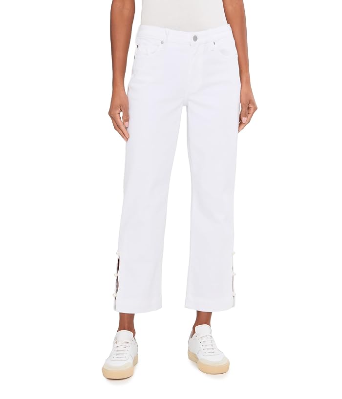 Liverpool Los Angeles 27" Kennedy Mid-Rise Crop Straight Leg Jeans with Pearl Trim