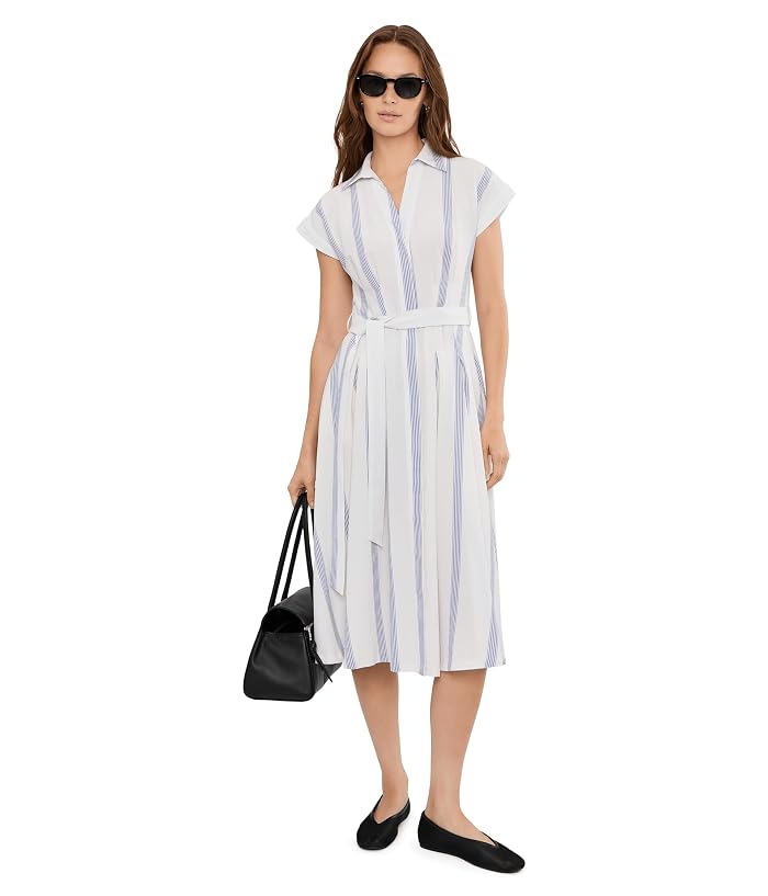 Calvin Klein Cap Sleeve Striped Self Tie Gauze Aline - Image 2