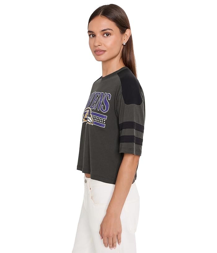 Junk Food Clothing NFL Baltimore Ravens Bling Striped Crop Tee - Image 3