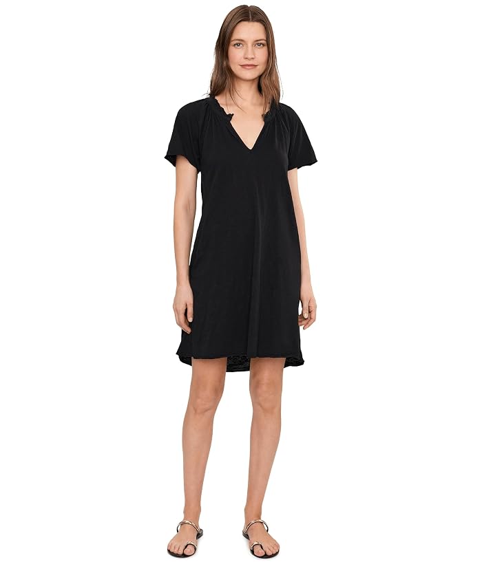 Mod-o-doc Short Sleeve Shirred Split-Neck Dress