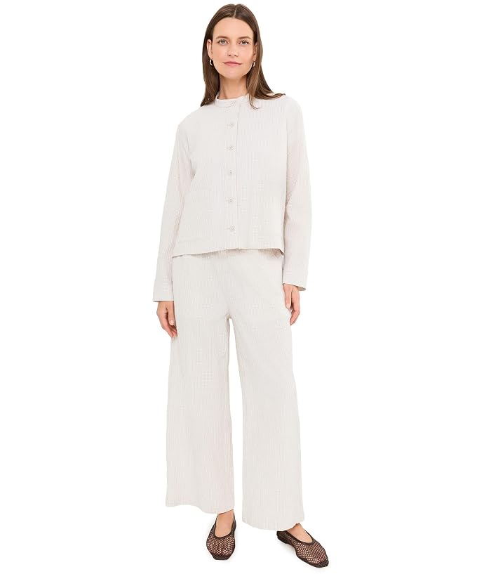 Eileen Fisher Organic Cotton Pucker Check Ankle Wide Pant - Image 2