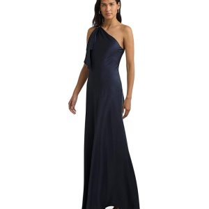 Lauren Ralph Lauren Satin Charmeuse One-Shoulder Gown