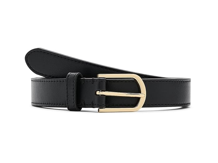 Lauren Ralph Lauren Rounded-Buckle Leather Skinny Belt