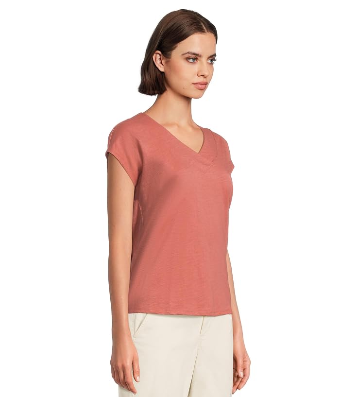 L.L.Bean Organic Cotton V-Neck Cap Sleeve Tee - Image 2