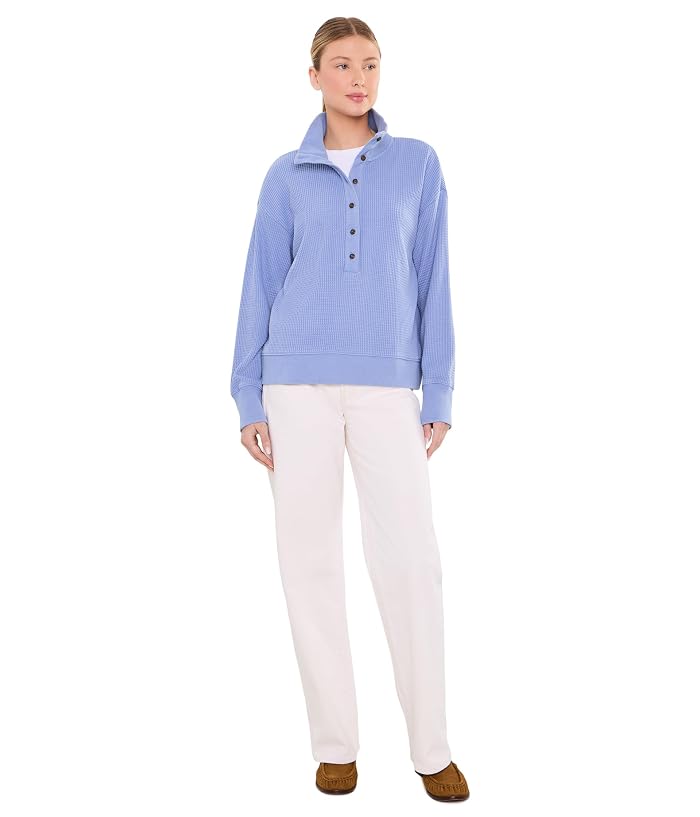 L.L.Bean Sunwashed Waffle Mockneck Henley - Image 2