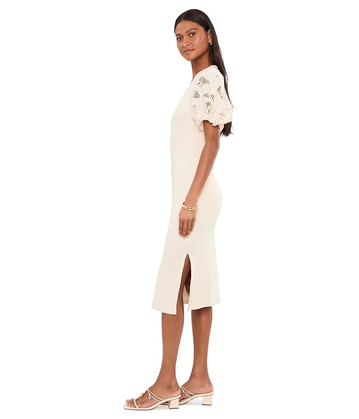 Lauren Ralph Lauren Rib-Knit Cotton Eyelet-Puff-Sleeve Dress - Image 3