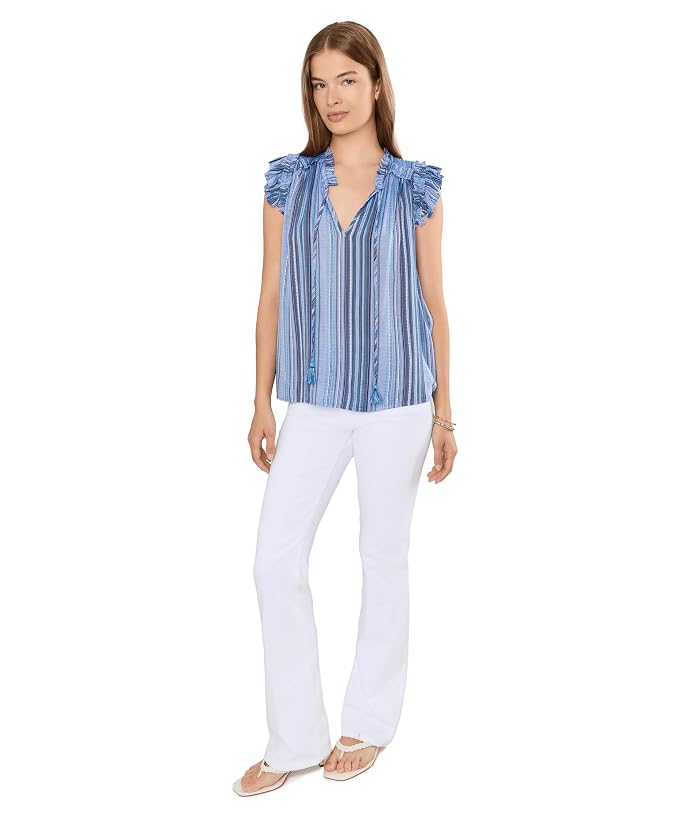 Liverpool Los Angeles Petite Flutter Sleeve Ruffled Woven Top - Image 2