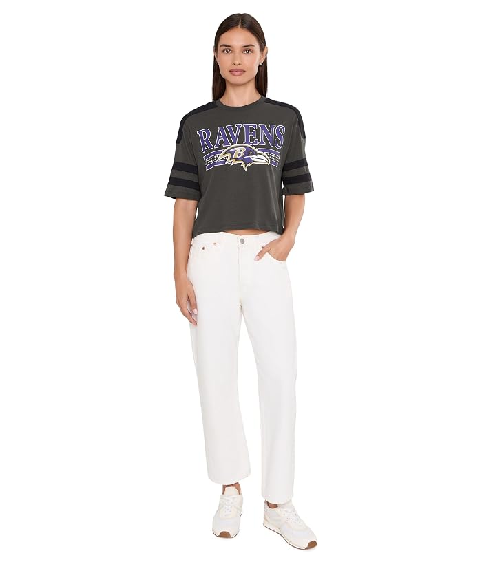 Junk Food Clothing NFL Baltimore Ravens Bling Striped Crop Tee - Image 2