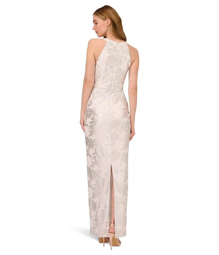 Adrianna Papell Long Sleeveless Foiled Halter Gown - Image 2